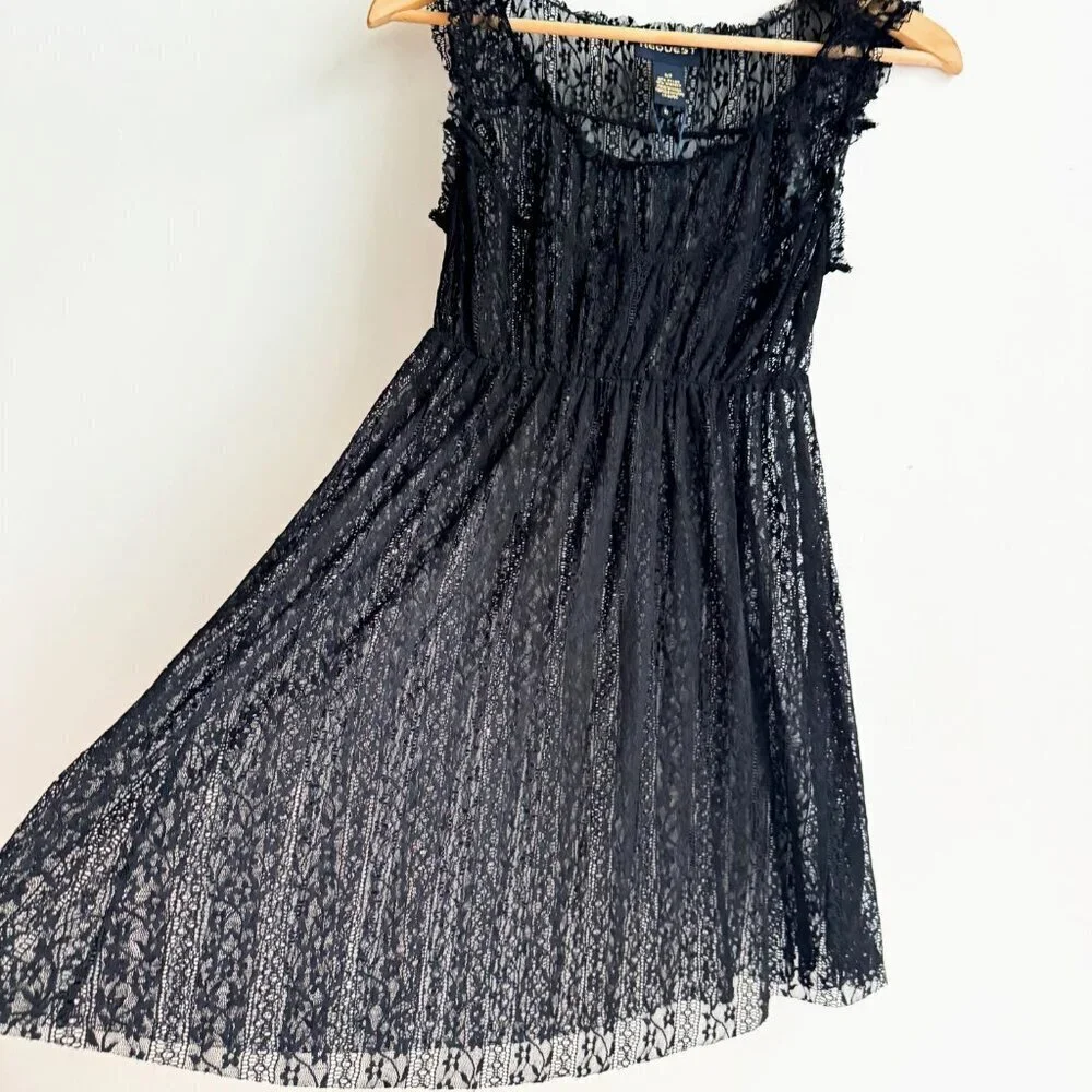 Vintage Request Black Lace Babydoll Chemise Top S NWT